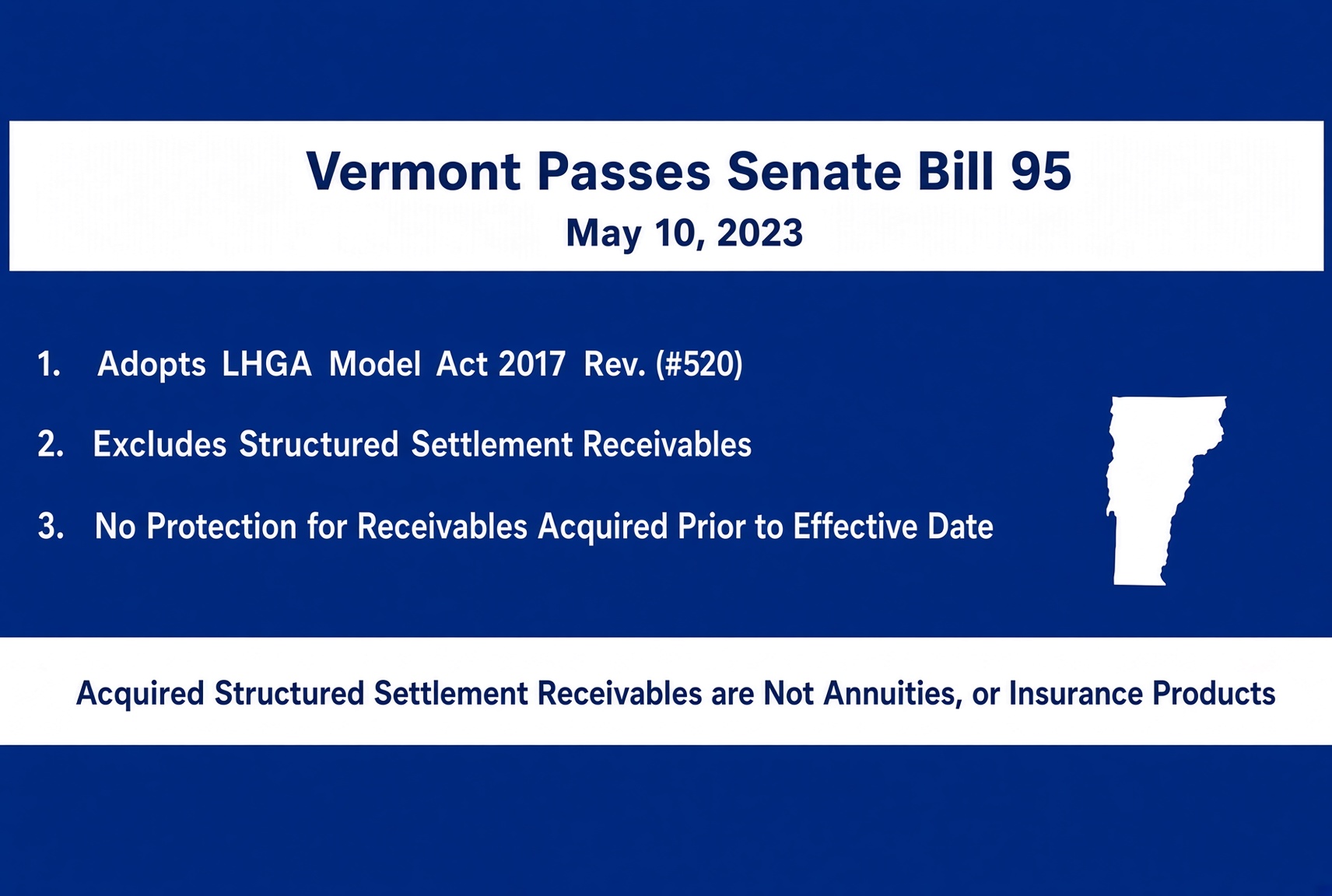 Vermont LHGA to Exclude Structured Settlement Receivables Investors from Insurance Protections